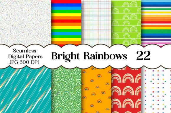 Download Bright Rainbows Digital Paper - Rainbow Collection