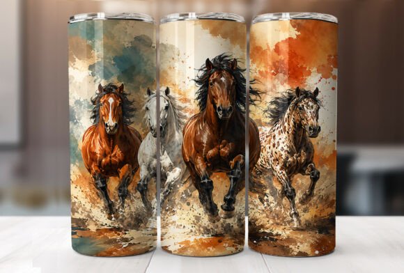 Download Running Horses Tumbler Wrap Sublimation - Tumbler wrap Collection
