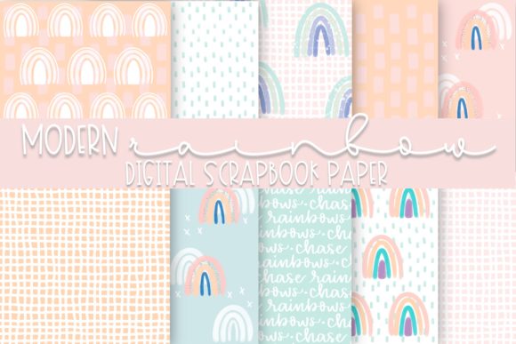 Download Modern Rainbows Digital Paper - Rainbow Collection