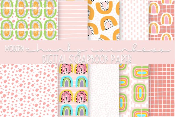 Download Modern Chunky Rainbows Digital Paper - Rainbow Collection