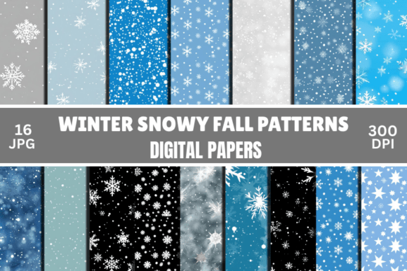 Download Winter Snowflakes Digital Paper Patterns - Snowflakes Collection
