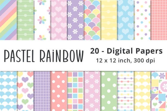 Download Rainbow Color Pastel Digital Paper Pack - Rainbow Collection