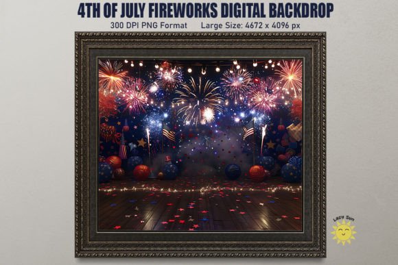 Download 4th of July Fireworks Digital Backdrop - July Collection