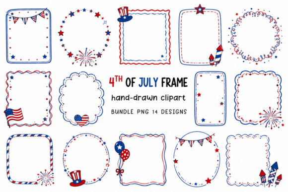 Download Hand-drawn 4th of July Frame Clipart Set - July Collection