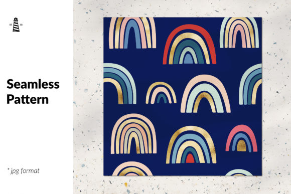 Download Gold Baby Rainbows Seamless Pattern - Rainbow Collection