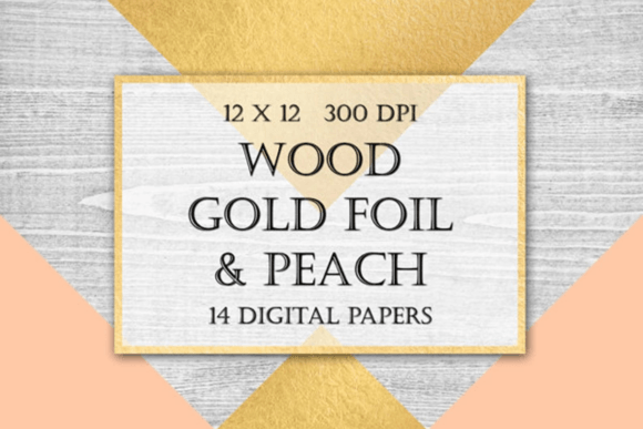 Download Wood &amp; Gold Foil &amp; Peach Digital Paper - Premium Resources