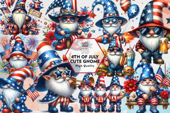 Download 4th of July Cute Gnome Clipart PNG - July Collection