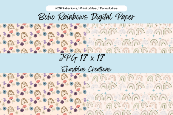 Download Boho Rainbows Digital Paper Background - Rainbow Collection