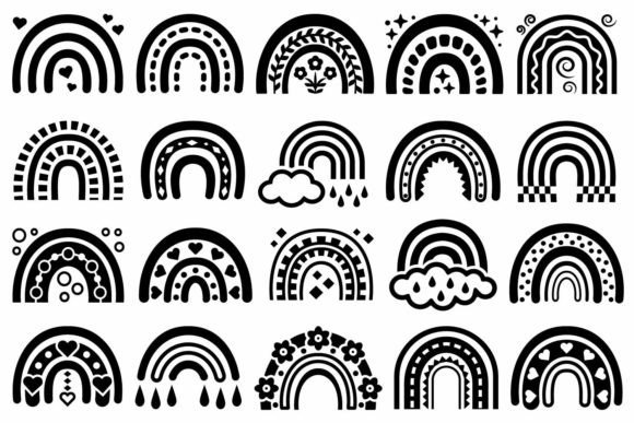 Download Black and White Boho Rainbows - Rainbow Collection