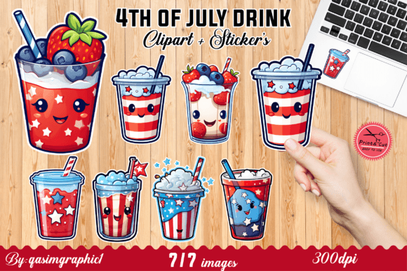 Download Cute Kawaii 4th of July Stickers - July Collection