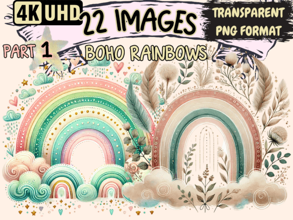 Download Boho Rainbows Clipart P1 - Rainbow Collection