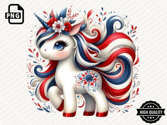 Download 4th of July Baby Unicorn Clipart PNG - July Collection