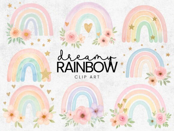 Download Paster Rainbow with Flowers PNG Clipart - Rainbow Collection