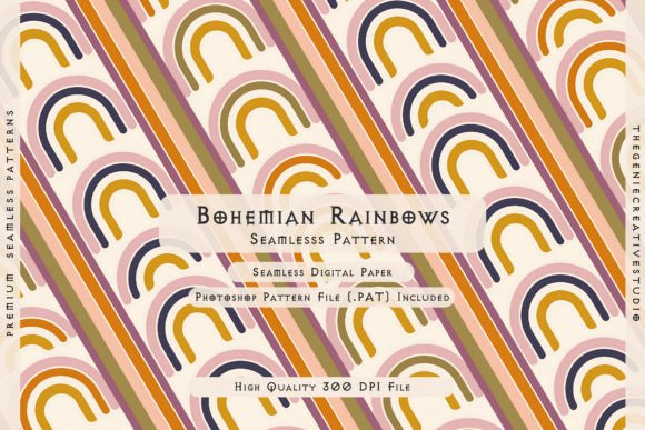 Download Bohemian Rainbows Seamless Pattern - Rainbow Collection