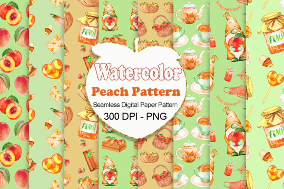 Download Watercolor Peach Pattern - Peach pattern Collection
