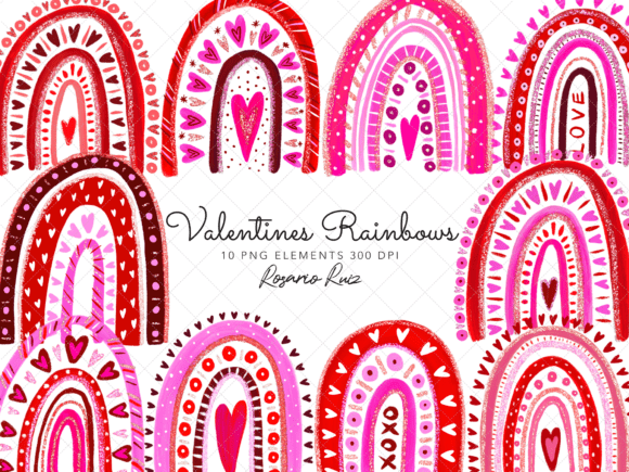 Download Valentine Rainbow Clipart, Boho Heart - Rainbow Collection