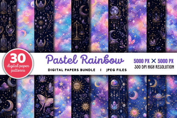 Download Pastel Rainbow Unicorn Glitter Patterns - Rainbow Collection