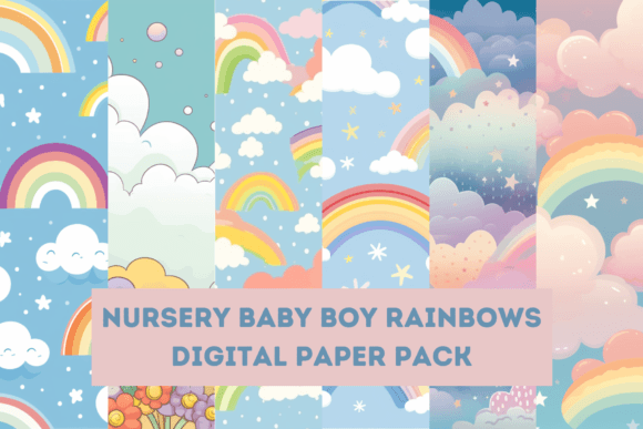Download Nursery Baby Boy Rainbows Digital Paper - Rainbow Collection