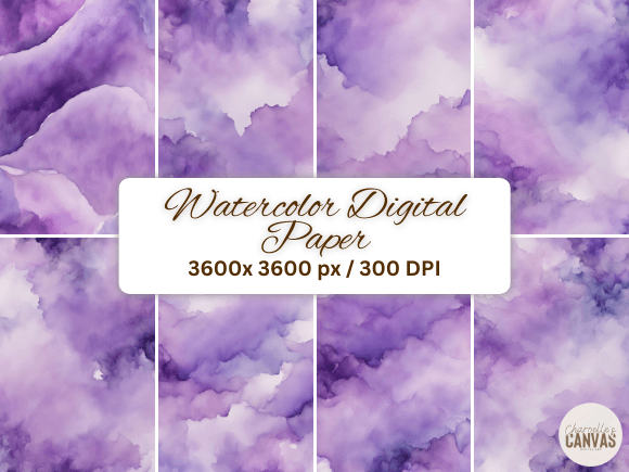 Download Purple Watercolor Digital Paper Set - Watercolor digital paper Collection