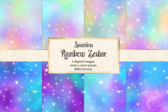 Download Rainbow Zodiac Digital Paper - Rainbow Collection