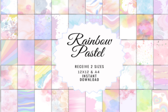 Download Rainbow Pastel Digital Paper Pack - Rainbow Collection