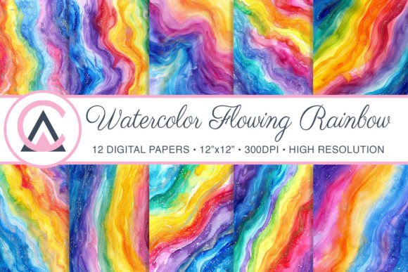 Download Watercolor Vivid Colorful Rainbow Papers - Rainbow Collection