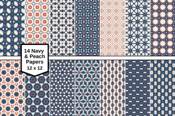 Download Navy Blue and Peach Pattern Papers (1) - Peach pattern Collection