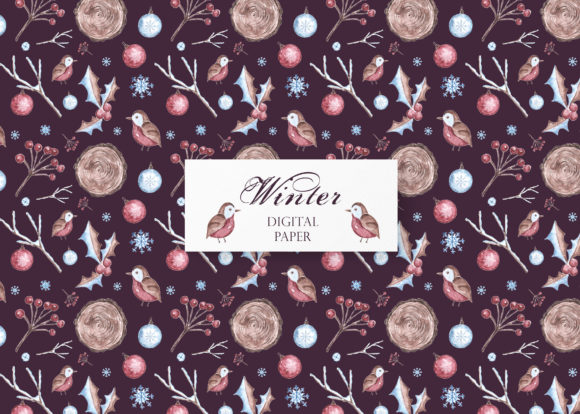 Download Winter Watercolor Digital Paper, Pattern - Watercolor digital paper Collection
