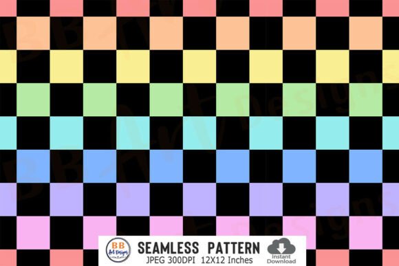 Download Rainbow Checkered Seamless Pattern Paper - Rainbow Collection