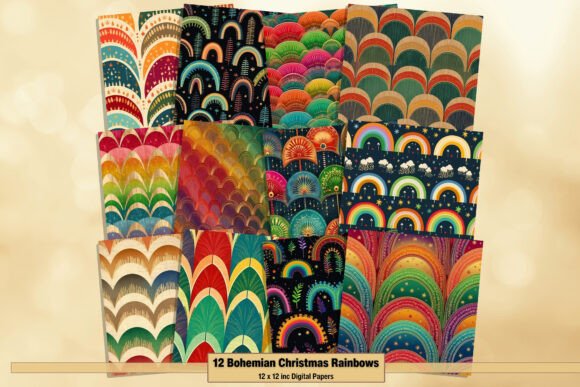 Download Bohemian Christmas Rainbows Digital Page - Rainbow Collection