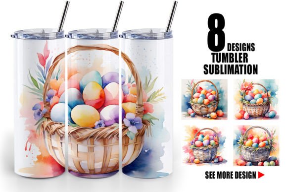 Download Tumbler Wrap Watercolor Easter Basket - Tumbler wrap Collection