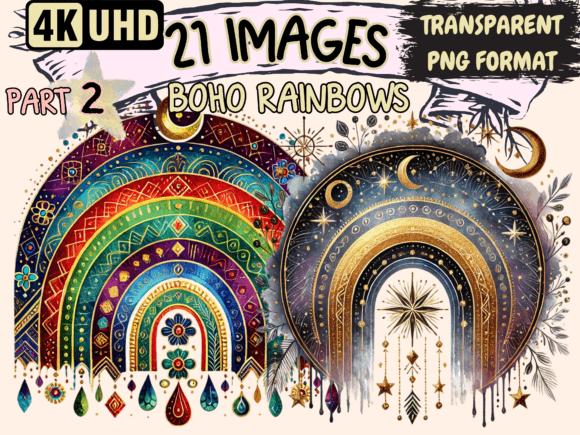Download Boho Rainbows Clipart P2 - Rainbow Collection